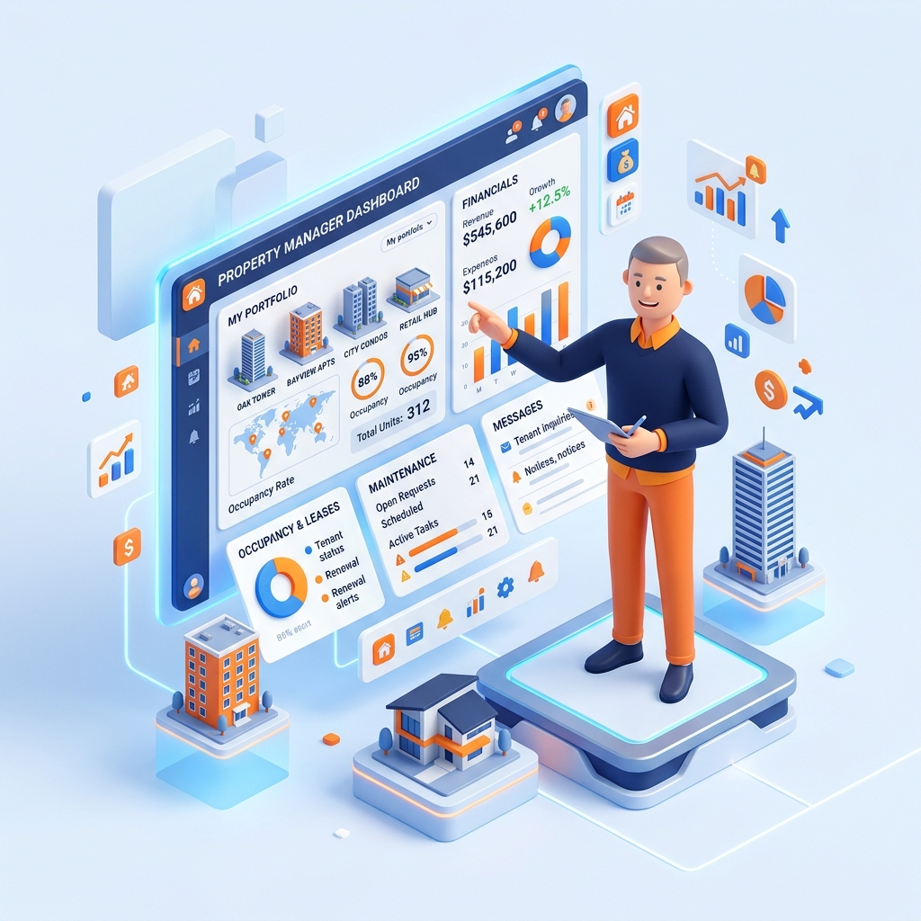 Airlivs Property Management Dashboard Illustration
